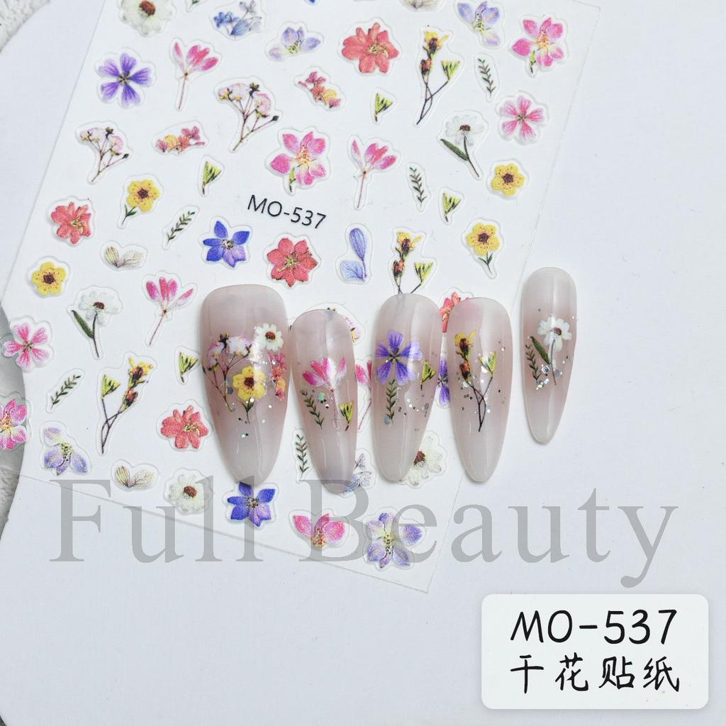 Nail Art Stickers Spring And Summer Gilt Gold-plated Monet Garden Small Dried Flowers Small Floral Back Glue Nail Stickers