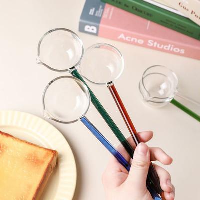 Ложка из боросиликатного стекла с длинной ручкой, прозрачная термостойкая ложка для соуса, супа с носиком, десертная ложка, кухонный бар, вечеринка