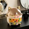 Милый Кошачий Контейнер для Хранения с Прозрачной Пылезащитной Крышкой Большой Вместимости Органайзер для Украшений, Аксессуаров для Волос, Косметики с Ящиком для Спальни