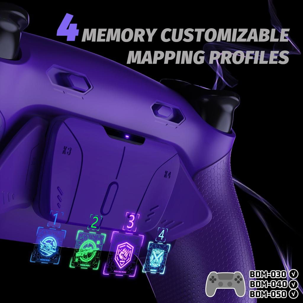 eXtremeRate RISE4 Plus MAX Back Paddle Kit for PS5 Controllers 040 with Bottom Clicky Trigger Stops Rubber Remappable Back Button Kit for PS5