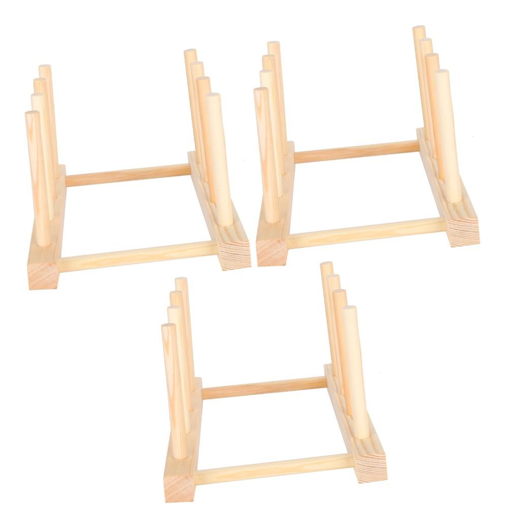 3set Collapsible Dish Drying Rack Foldable Design Wooden Shelf Rack Home Decor