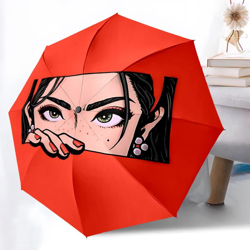1pc Pop Art Eyes Automatic Open/Close Umbrella, Portable Folding Umbrella, Compact Travel Umbrella for011