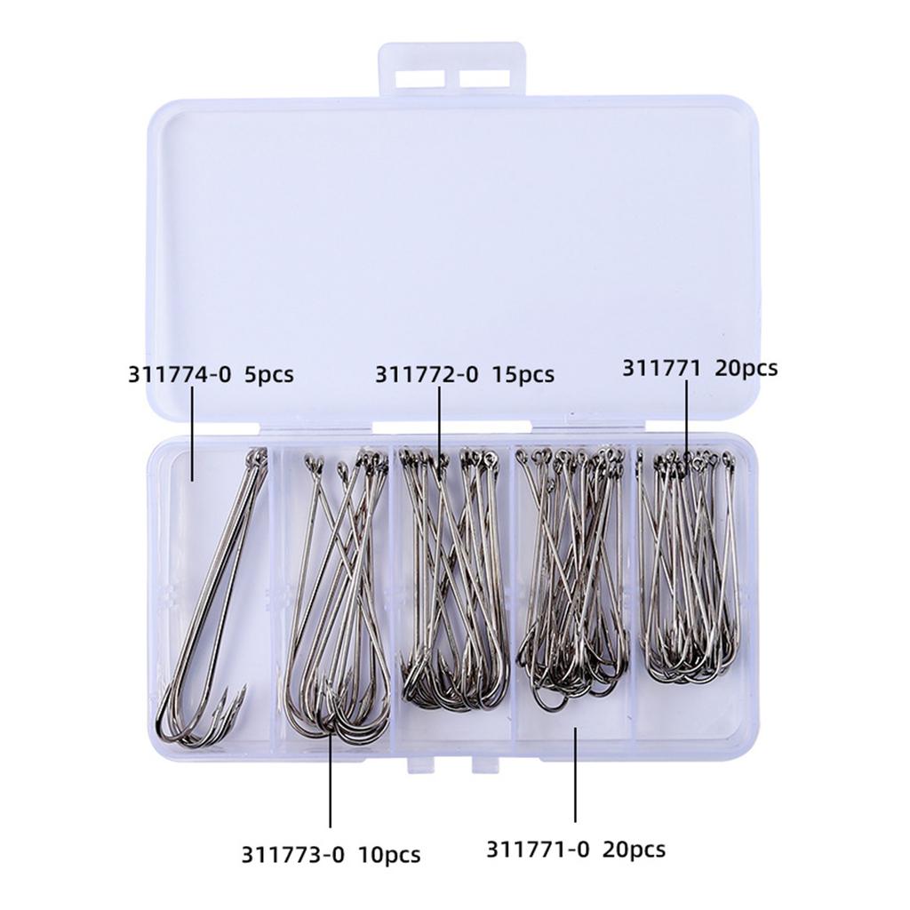 70 шт. крючков для рыбалки с зазубринами, прямые крючки с длинным цевьем, разные размеры крючков для ловли окуня, форели, снасти для соленой воды