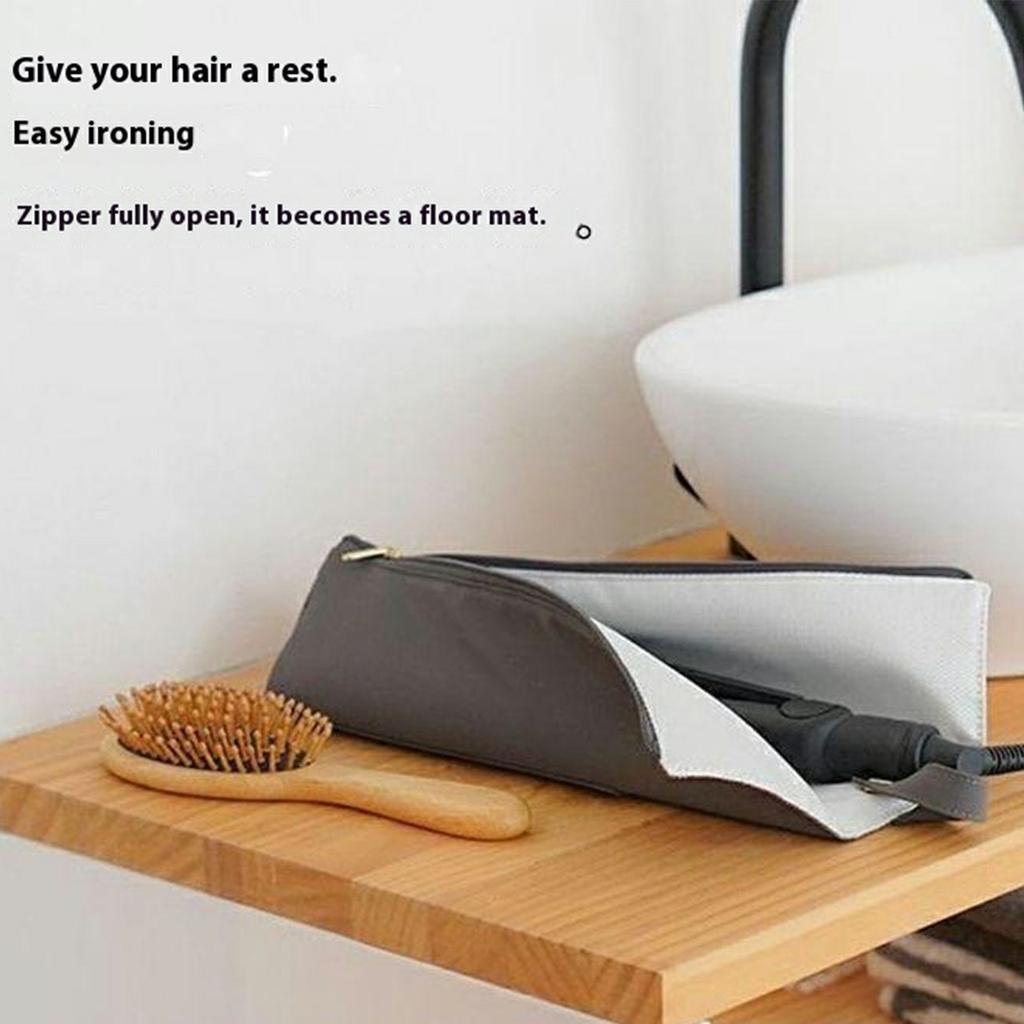 Portable Curling Iron Storage Bag Heat Resistant Travel Home Curling Iron Hanging Organizer