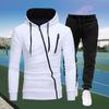 2021 Fashion Men Jacket Two Piece Sets Zipper Printed Hoodie + Pant Winter Warm Tracksuit Run Sportwear 4 Colors
