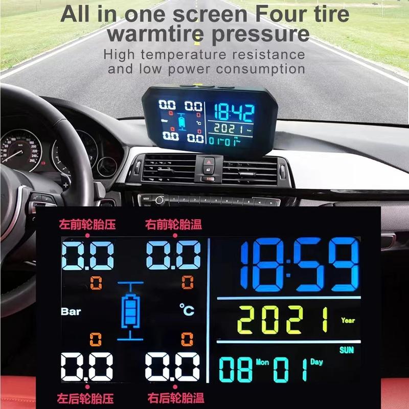 T13 Солнечная система мониторинга давления в шинах TPMS Автомобильный датчик давления в шинах Предупреждение о температуре с 4 датчиками