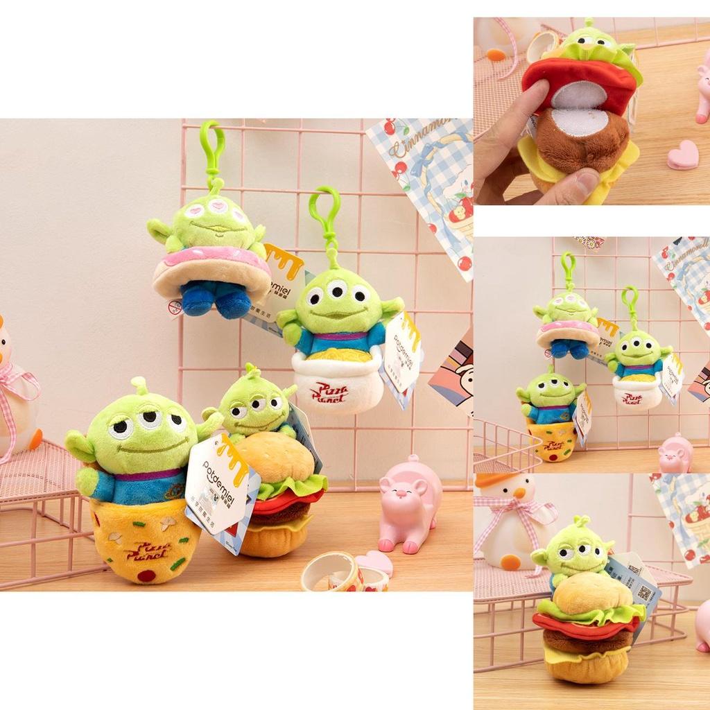 Disney Toy Story Alien Plush Doll Pendant Doughnut Hamburger Keychain Kid Gift
