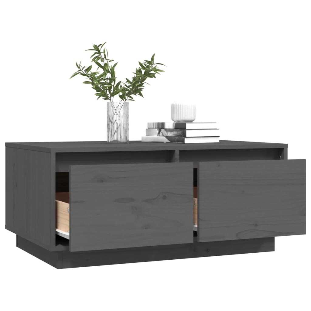 Coffee Table Gray 80 x 50 x 35 cm Solid Pine Wood