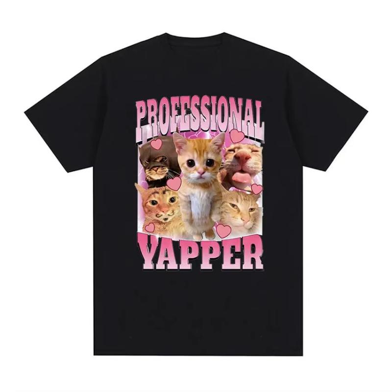 Save The EnvironUnisext Eat Plastic Cute Cat Graphic T Shirt Funny Unisex Women ONeck Clothing TshirtsCotton Oversized Tshirt