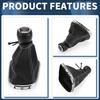 6 Speed Manual Gear Shifter Knob with Cover, Gearbox Stick Shifter Lever Knob for Chevrolet Cruze 2010-2015 Plastic Faux Leather Black White, 1 Pc