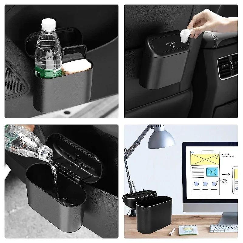 Car Trash Can and Storage Bag, Mini Storage Pouch, Multi-functional Car Seat Back Door with Lid Storage Box