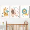 Милый слон Жираф Лев птица Зебра настенная живопись на холсте плакаты на скандинавскую тему и принты мультяшные настенные панно Декор детской комнаты