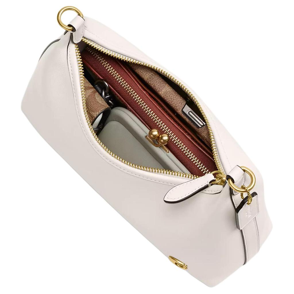 Coach Juliet 25 Logo Zip Closure Leather Shoulder Tote Bag Medium Women handbags Chalk CW640-B4HA