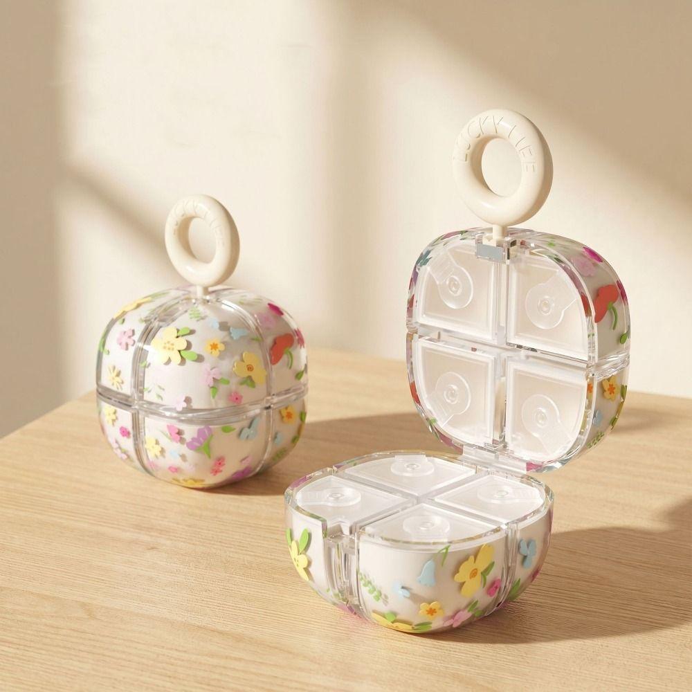 Flower Shaped Magnetic Cube Pill Box Mini Pill Storage Container Portable Pill Dispenser Travel