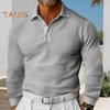 Мужская рубашка весна-осень с отложным воротником на пуговицах с вафельной текстурой, длинными рукавами, однотонная, приталенная, свитер, повседневная одежда для свиданий