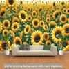 2D flat, 1 vivid yellow sunflower wall mural - polyester party banner, no power required, easy to hang firmly