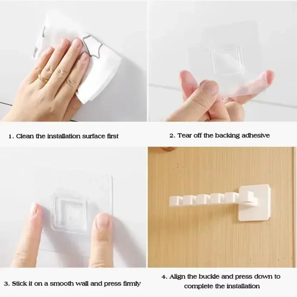 L-Shaped 6 Hooks Baseball Cap Wall Organizer - Multifunctional No Drill Hat Rack with Adhesive Hooks for Space Saving Storage