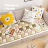 Pure Cotton Simple Sofa Mat Retro Checkered Floral Pattern Couch Cushion Four Seasons Universal Anti Slip Thickening Couch Cover