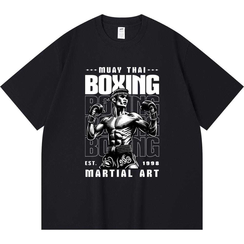Футболка из 100% хлопка плотностью 230 г/м2 с принтом тайского бокса, забавная футболка из чесаного хлопка в стиле Харадзюку