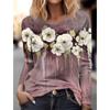 Women's Casual T-shirt 3d Printed Floral Print Round Neck Retro Elegant Long Sleeves Ladies Fashion Pullover Long Sleeves