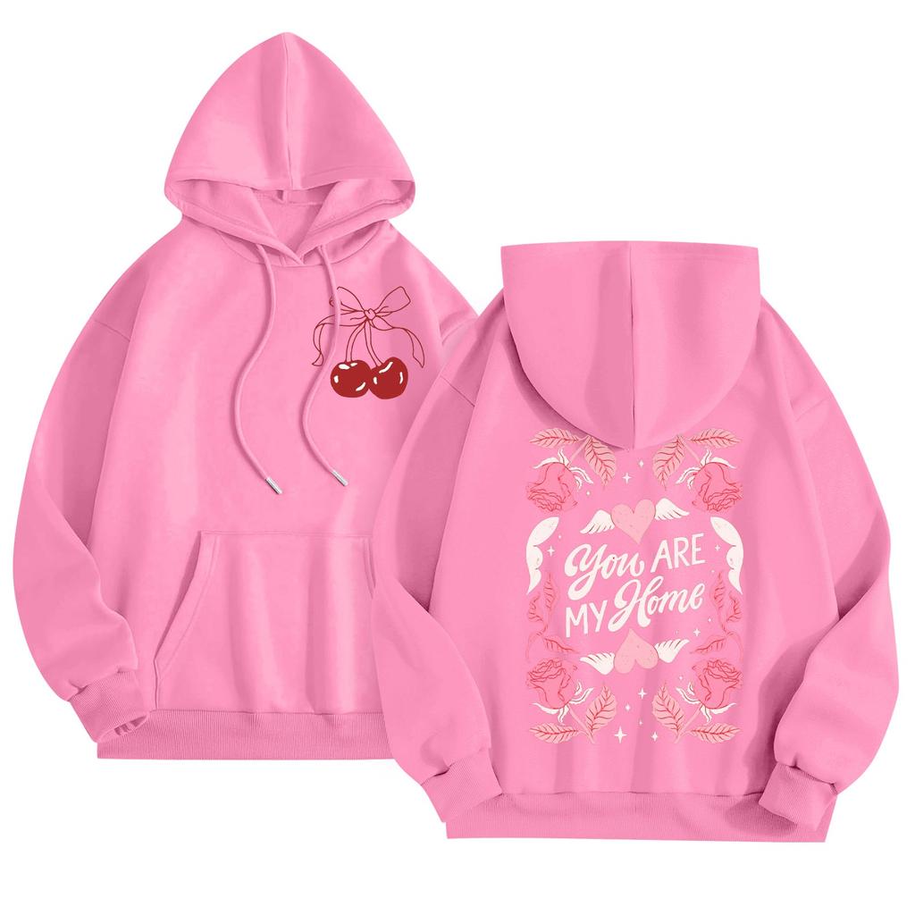 Женская толстовка с капюшоном и круглым вырезом, длинными рукавами и цветочным принтом