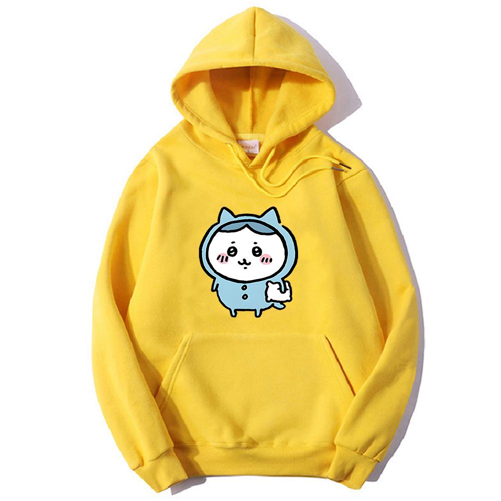 Chiikawa Эстетическая толстовка с капюшоном в стиле комиксов Толстовка для пар стандартного кроя для женщин/мужчин с принтом в стиле гранж японского аниме для обычных девочек