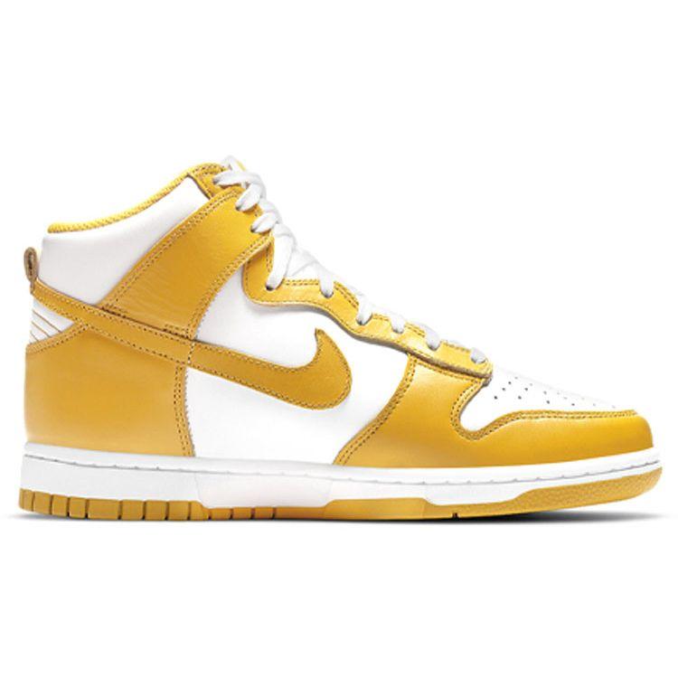 Nike Женские кроссовки Dunk High Dark Sulphur желто-белые DD1869-106