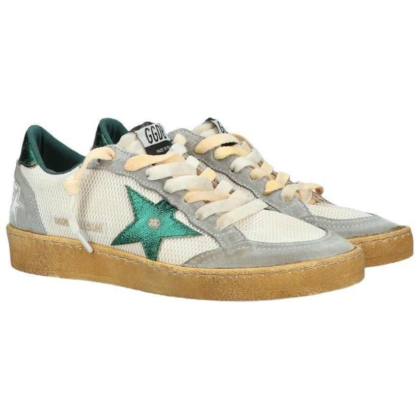 Golden Goose Ball Star Textile, Leather Stylish Skateboarding Shoes Women's Gray White Distressed GWF00117.F004176.10630
