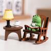 Handmade Cute Cartoon Frog Rocking Chair Resin Ornament for Desktop