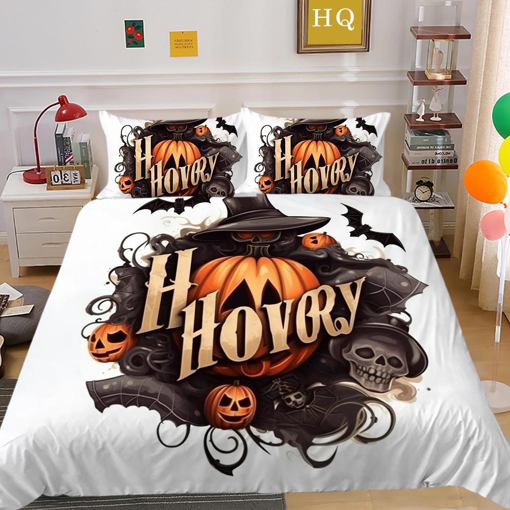 3D Halloween Home Bedding Set Terrorist Atmosphere Decoration Quilt Cover Pillowcase Set AU/DE/EU/US Full Size Soft Bedroom Decoration
