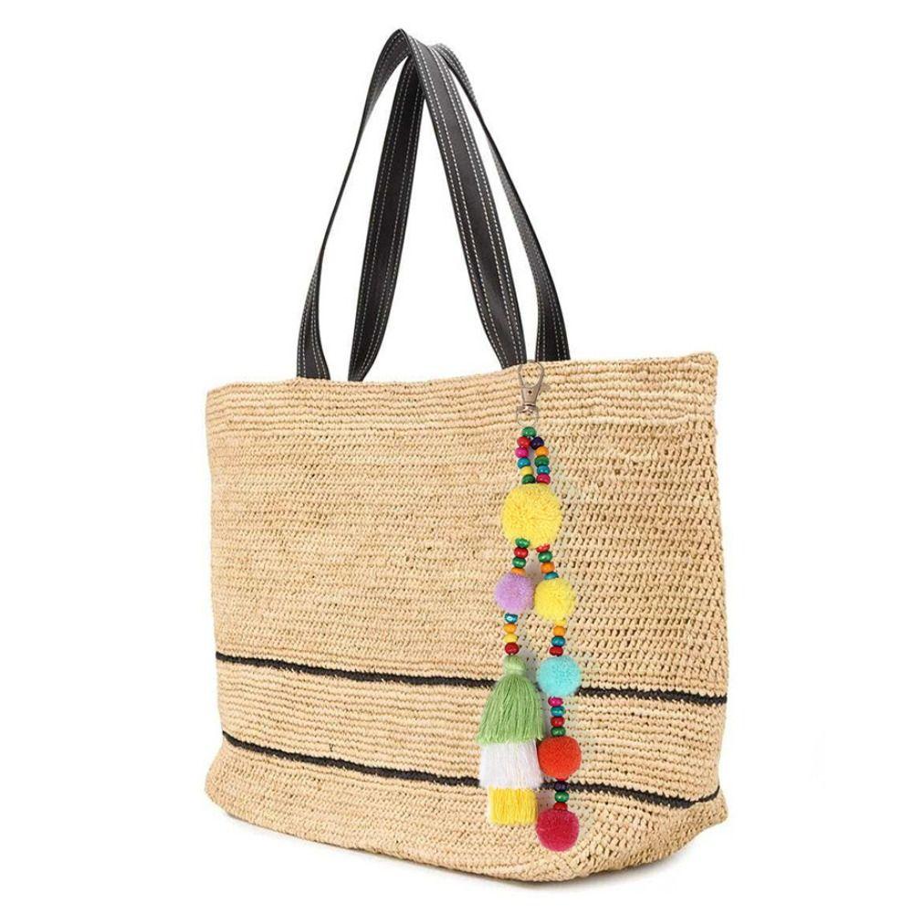 Boho Style Boho Style Hair Ball Tassel Keychain Colorful Boho Style Keyring Girls