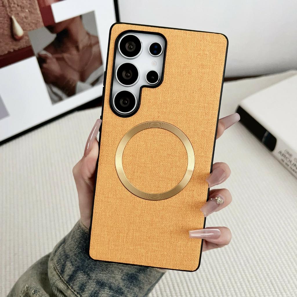 For Samsung Galaxy S26 Ultra Magnetic Case Drop-Proof TPU + Cloth Back Phone Cover