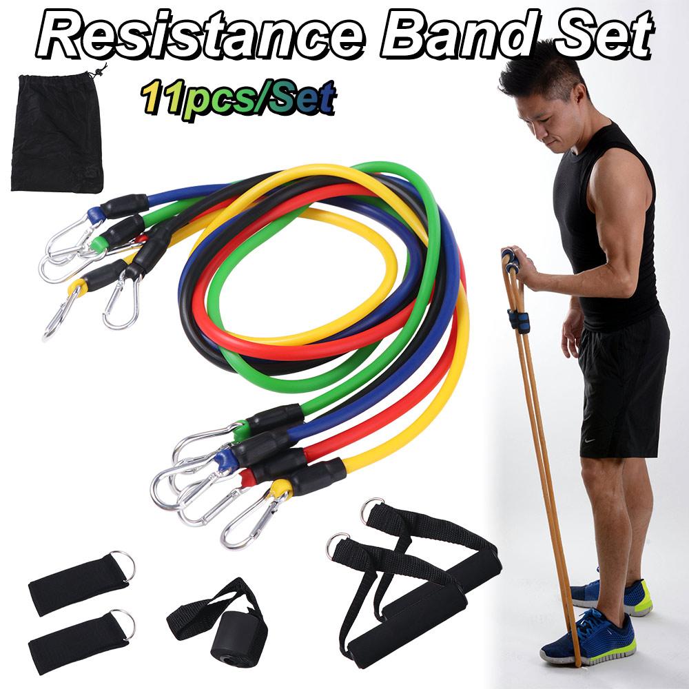 11Pcs/Set Anti-Break TPE Tension Rope Set Durable Pull Rope Set Resistance Band Set  Home Workout