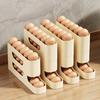 Multi-Tier Egg Holder Space-Saving Egg Storage Box with Protective Railings Automatic Rolling Egg Rack Dispenser for Refrigerator