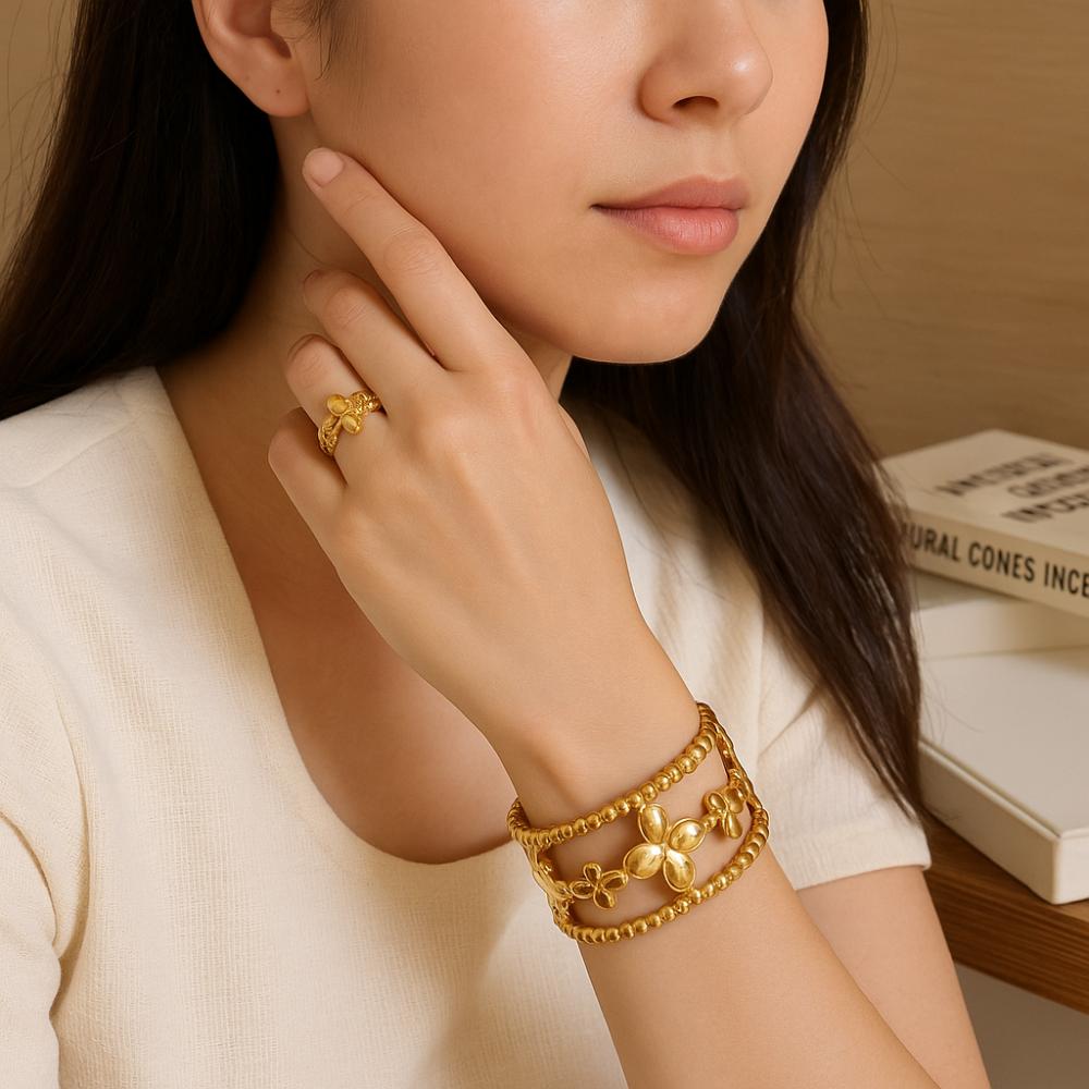 Золотой/серебряный полый браслет-цветок изысканный открытый браслет модный браслет-манжета с цветком для девочек
