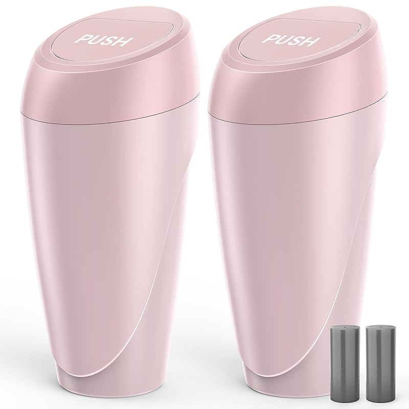 Aujen Car Trash Can - 2 Packs Car Accessories, Easy-To-Clean Garbage Can With Auto-Closing Lid, Litter Organizer And Storage With Disposable Bags,
