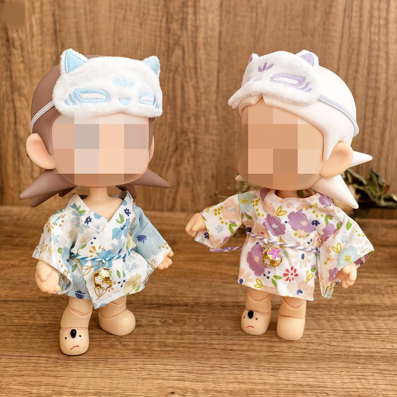 [Cloth Only] Doll Clothes for 20cm/7.9in, Adorable Kimono Set with  Fox Eye Mask Cute Doll Clothing Accessories.