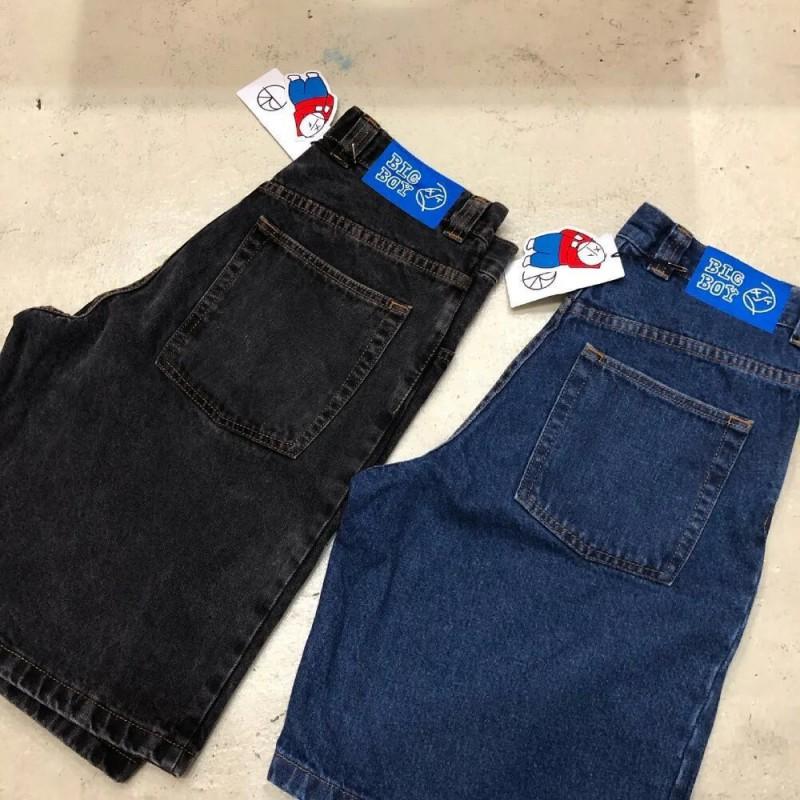 Mens Y2K Streetwear Hip Hop Embroidered Loose Denim Shorts Casual