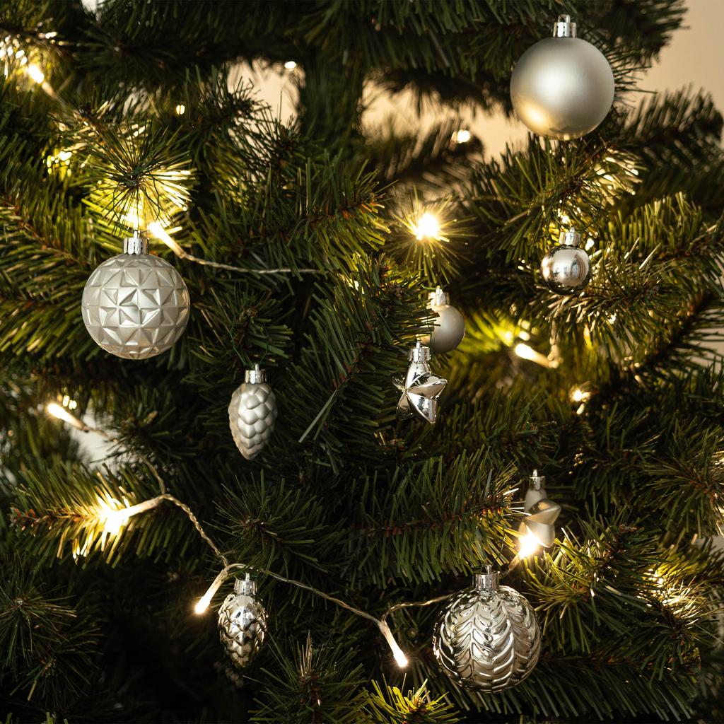 Небьющиеся елочные шары Елочные украшения Серебристые Набор 60 шт.