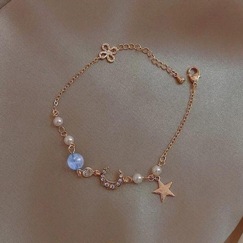 Exquisite Bracelets For Women Star Moon Zircon Pearl Bracelet Simple