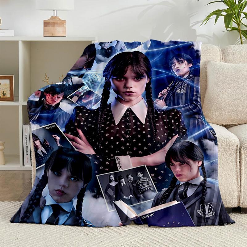 1PC Wednes-day Gothic Family Reunion Flannel Blanket Gift, Suitable for Both Men And Women, Soft Ideal for Beds And Sofa, Birthday Or Christmas Gift