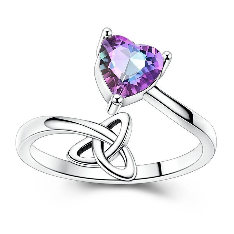 925 Silver Open Ring Star & Moon Foot Claw Heart Adjustable Ring For Women Wedding Birthday Party Jewelry Gift