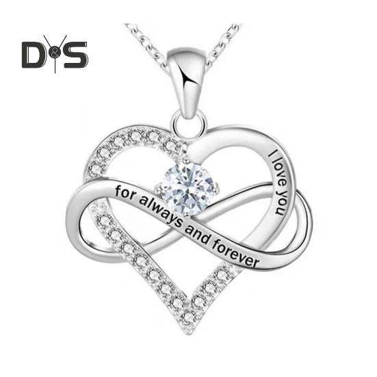 Ожерелье в форме сердца для женщин, романтичное, с надписью «Я люблю тебя вечно», ожерелье с подвеской в форме сердца из кубического циркония на День святого Валентина, подарок на годовщину