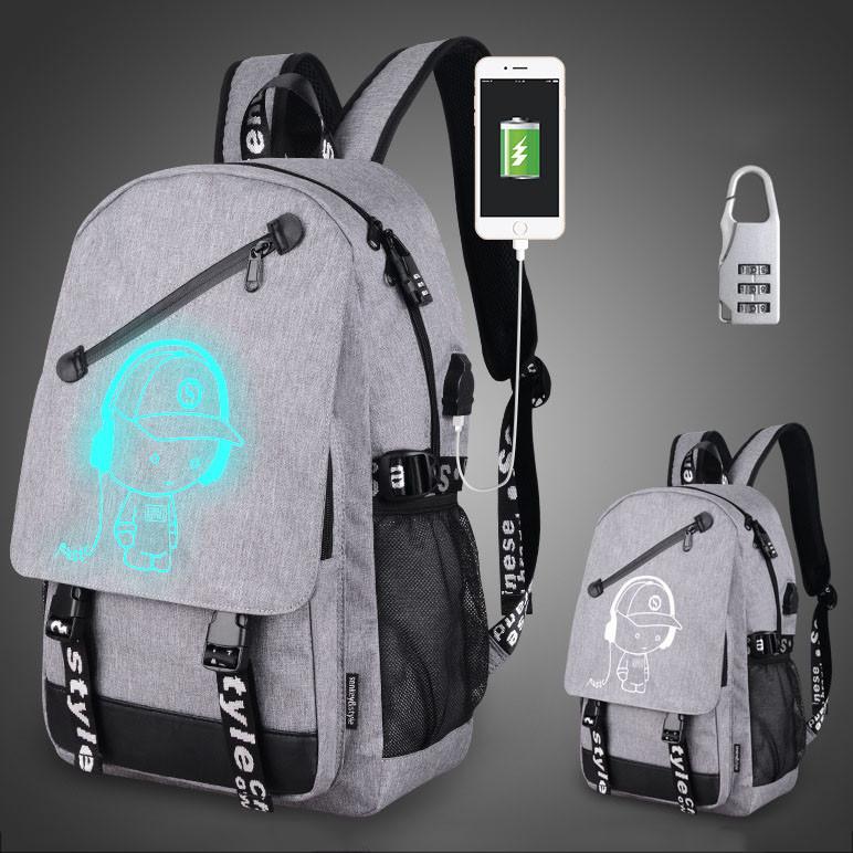 Рюкзак с мультяшным рисунком и USB-зарядкой для студентов и повседневного использования