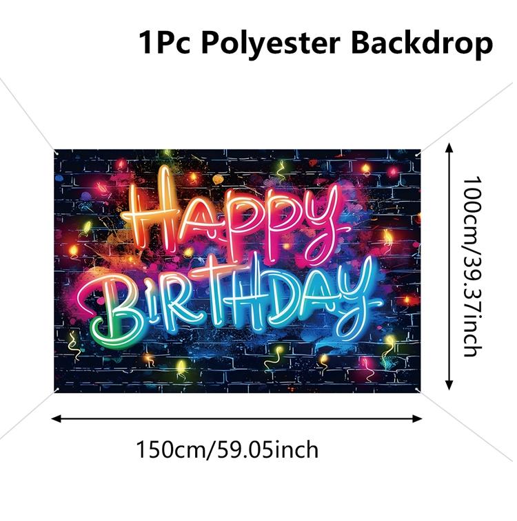 Glow Happy Birthday Backdrop Banner Bbirthday Party Decoration Kids Glow Party Supplies Happy Birthday Background
