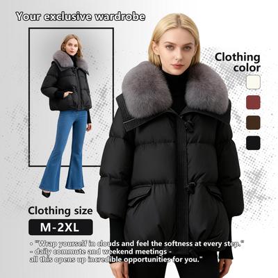 Хлопковая куртка с меховым воротником на лацканах