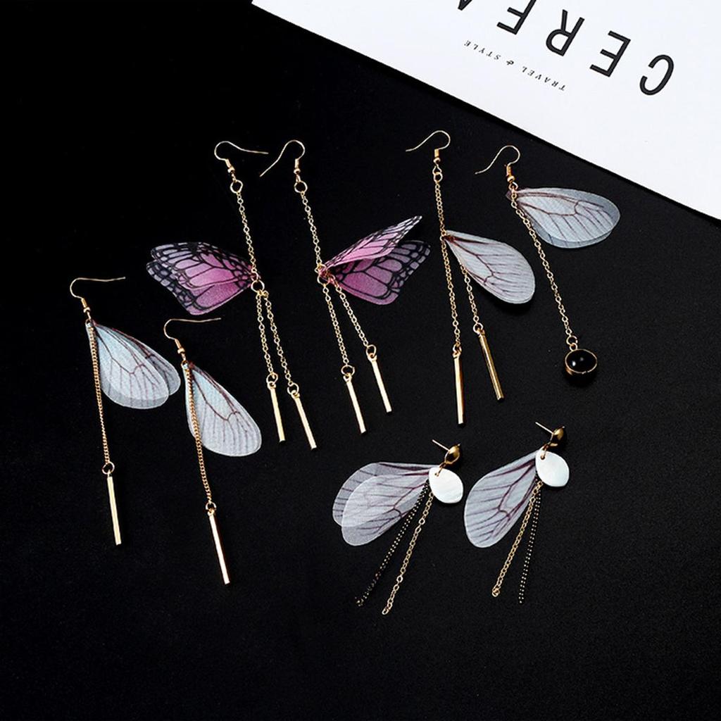 1 пара/пакет, ручная работа, ретро художественный темперамент, нежные и красивые тюлевые серьги с крыльями бабочки, ювелирные аксессуары