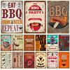 BBQ Zone  Home Decor Metal Tin Sign Vintage Dad`s BBQ Yard Outdoor Party Decoration Plate Retro Barbecue Rules Slogan Metal Sign