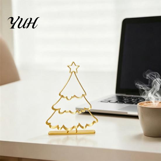 Christmas Party Supplies 3D Printed Hollow Tree Ornament, Modern Minimalist Festive Decorations Sculpture, Decorative Tabletop Centerpiece for Holiday