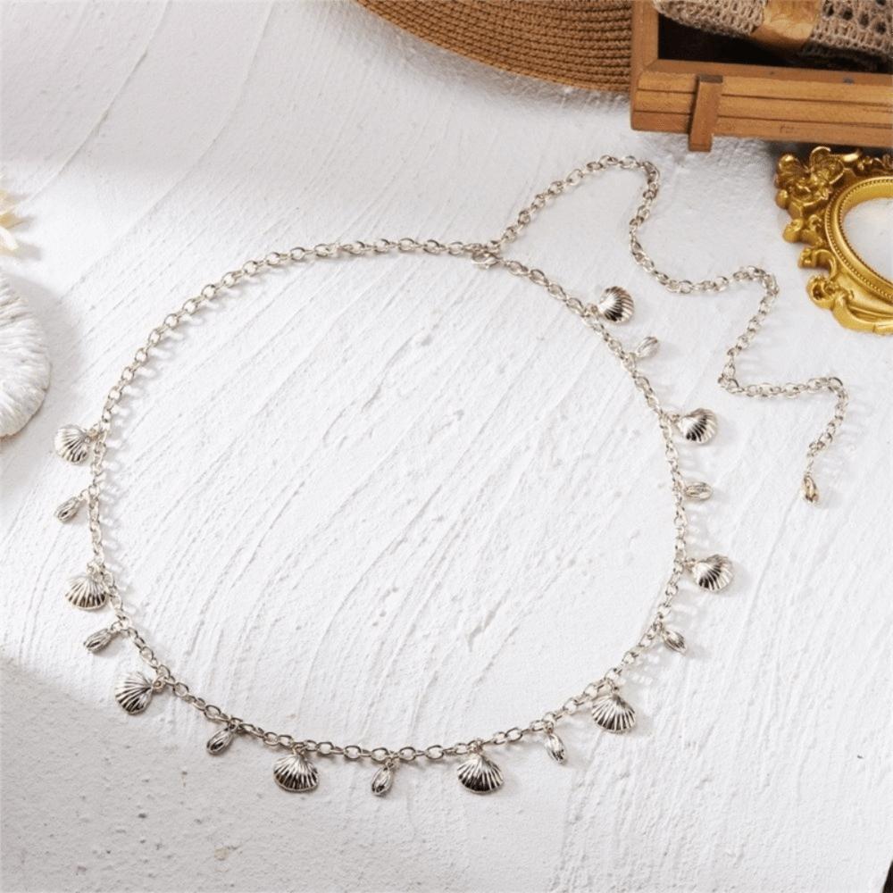 Gold Imitation Pearl Body Chain Multi-pendant Beads Belly Chain Retro Starfish Waist Chain Bikini